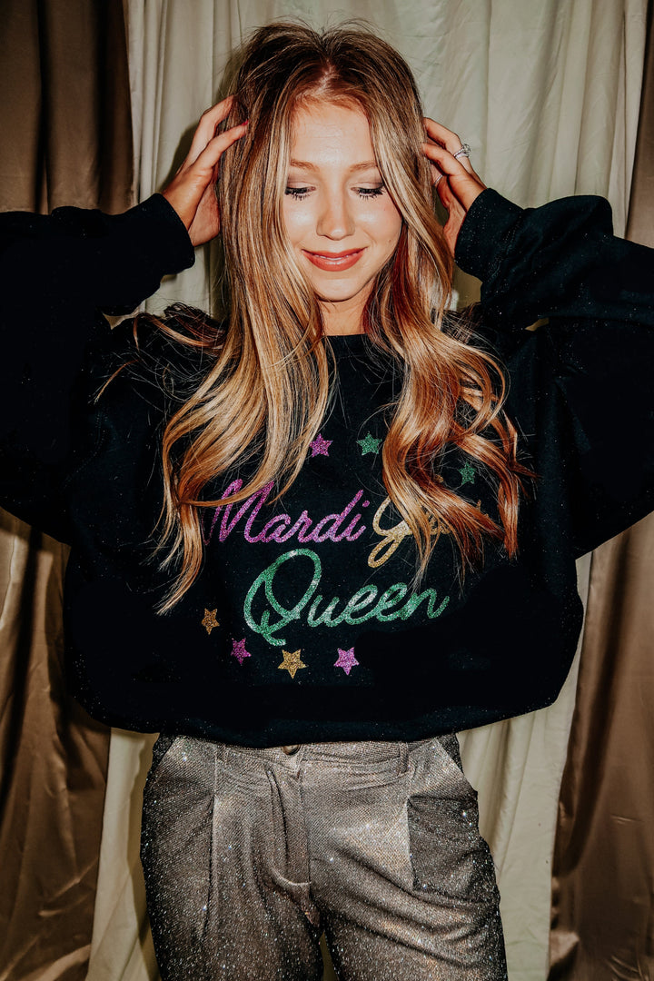 Mardi Gras Queen Black Sweatshirt