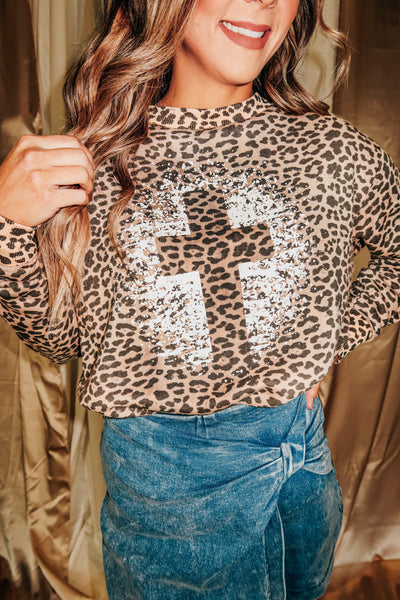 Grunge Cross Leopard Sweatshirt