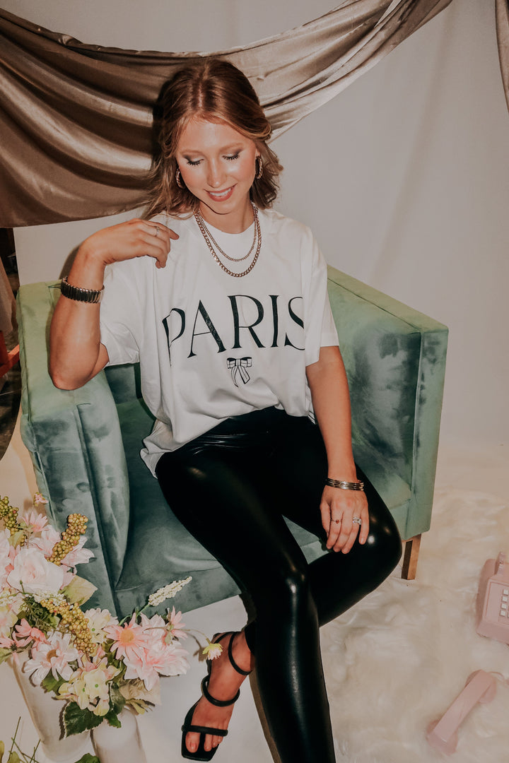 Paris High Low White Tee