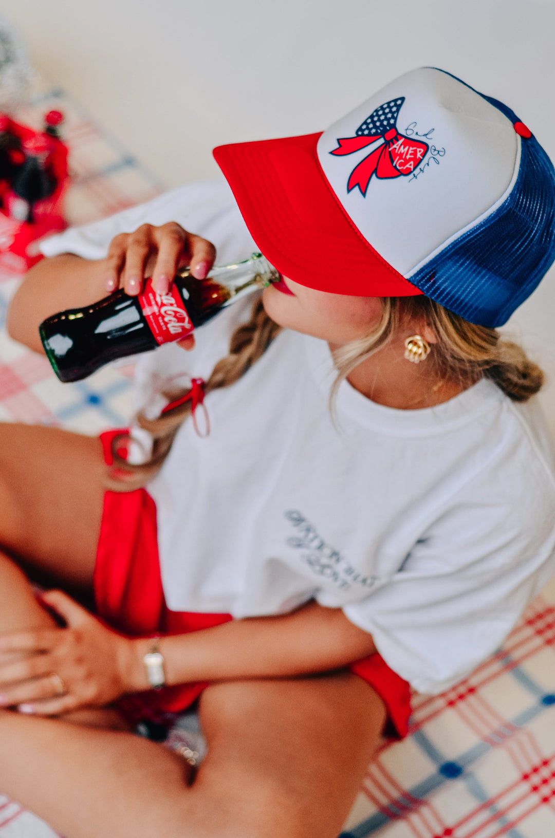 God Bless America Bow Trucker Hat