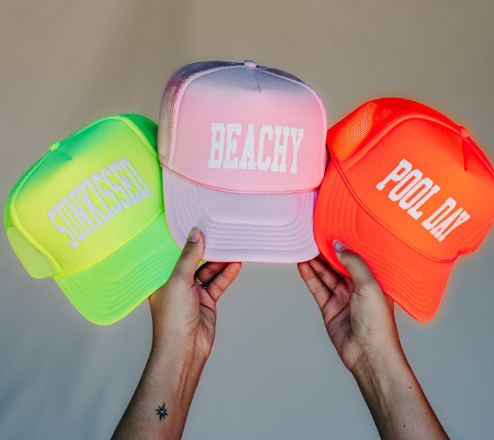 Pool Day Neon Orange Trucker Hat