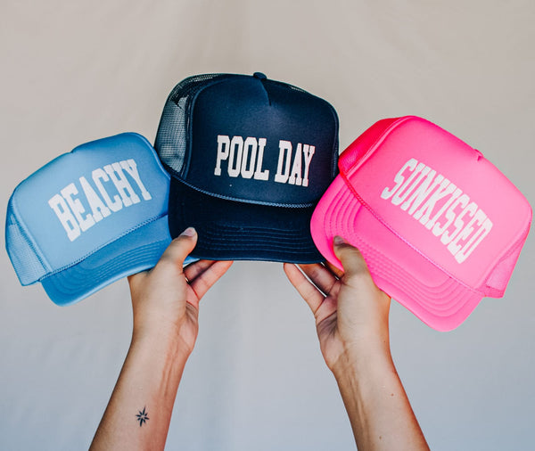 Pool Day Hot Pink Trucker Hat