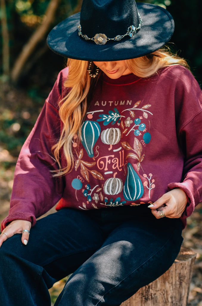 Autumn Market Maroon Sweatshirt