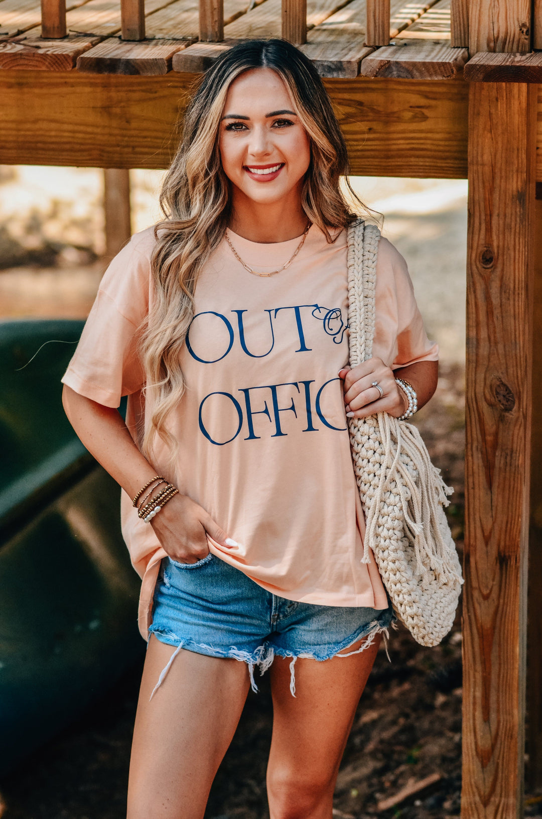 Out Of Office Peach High Low Tee