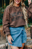 Sweater Weather Stitched Brown Sweatshirt