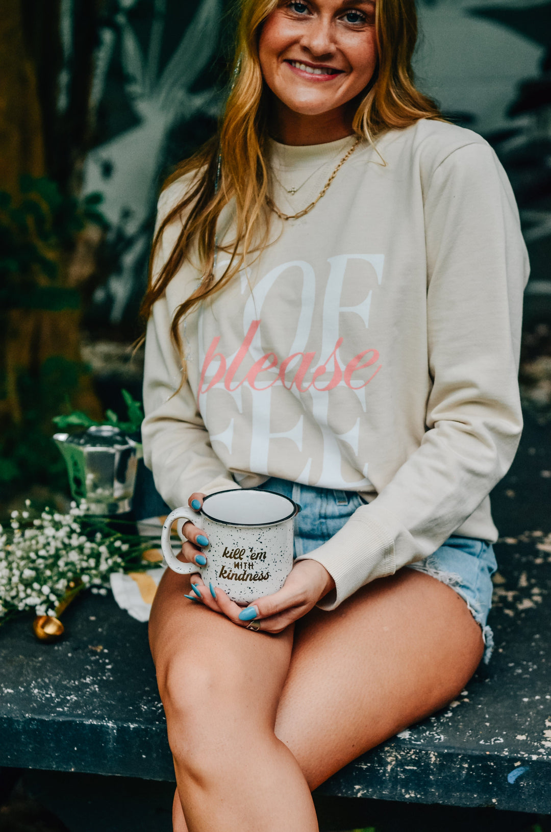 Coffee Please Cream Sweatshirt