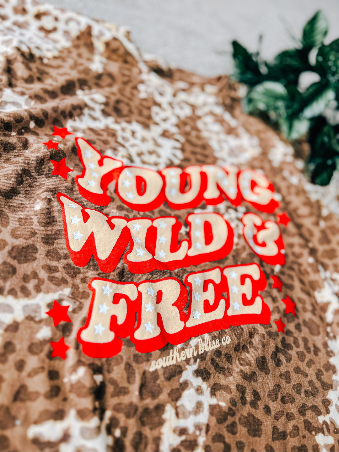 Young Wild and Free Bleached Leopard Tee