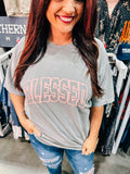 Blessed Outline Puff Grey Tee