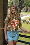 Young Wild and Free Bleached Leopard Tee