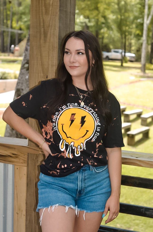 Everything is Fine Bleached Black Tee