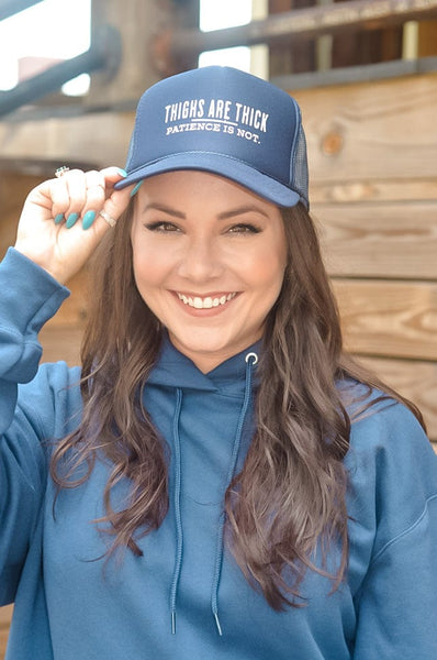 Thick Thighs Navy Trucker Hat