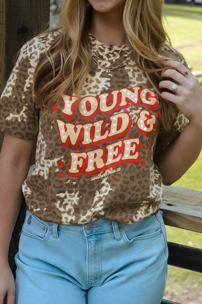 Young Wild and Free Bleached Leopard Tee