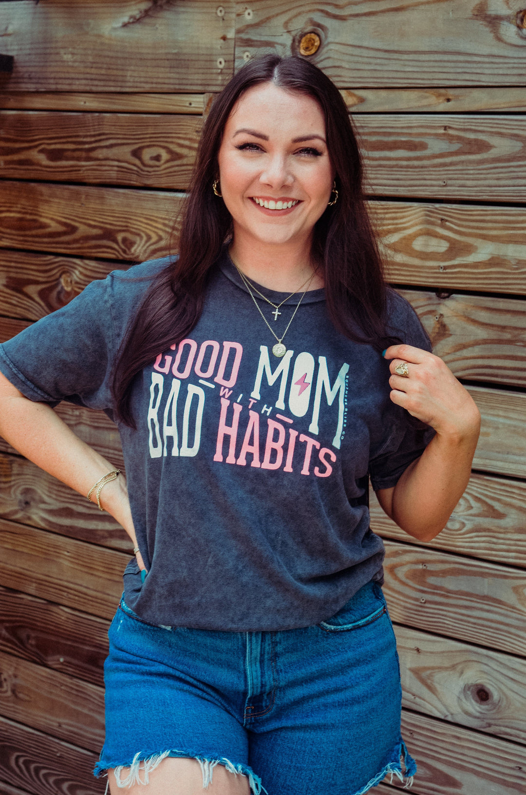 Good Mom Bad Habits Mineral Wash Tee