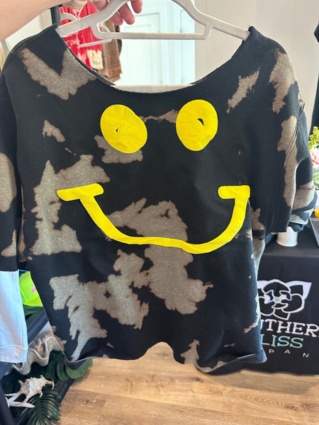 Smiley Face Black Bomba Cut Sweatshirt