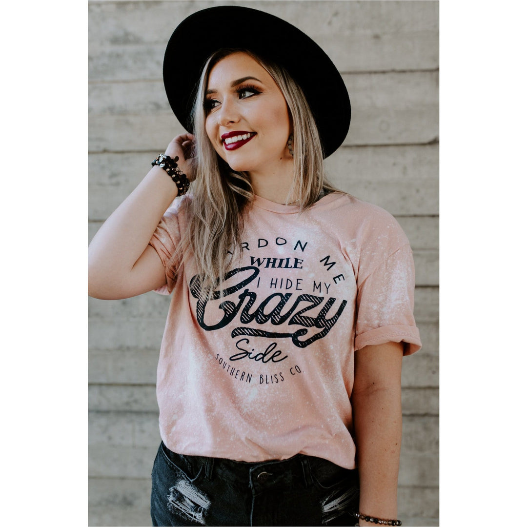 Crazy Side Peach Bleached Tee