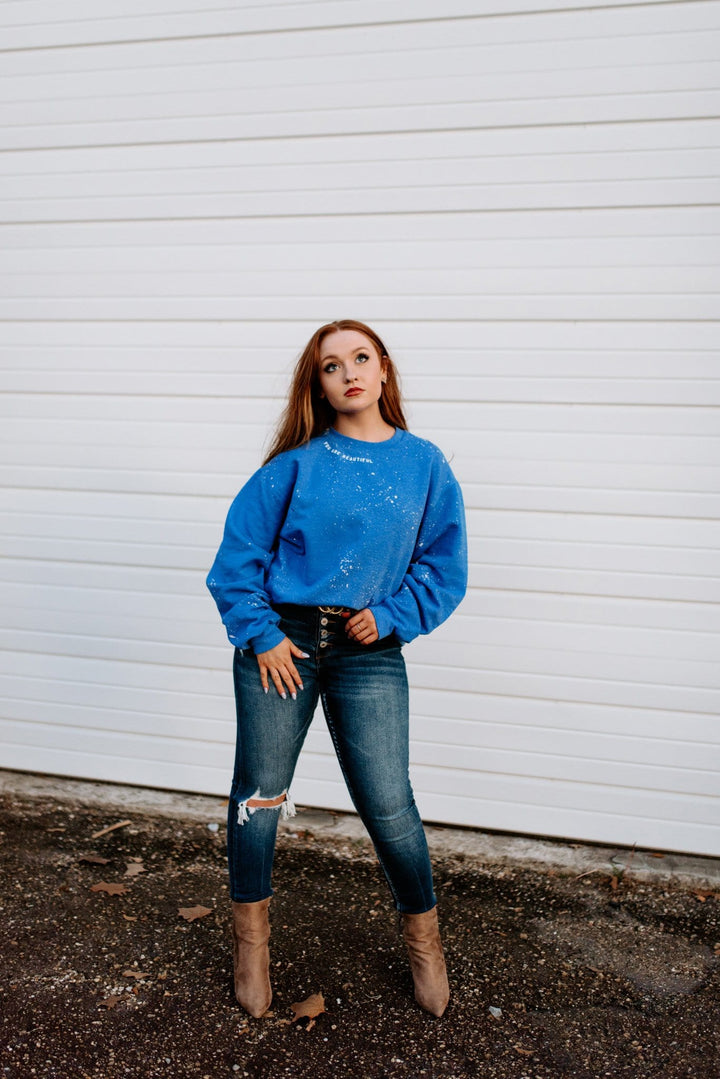 You Are Beautiful Blue Bleached Sweatshirt