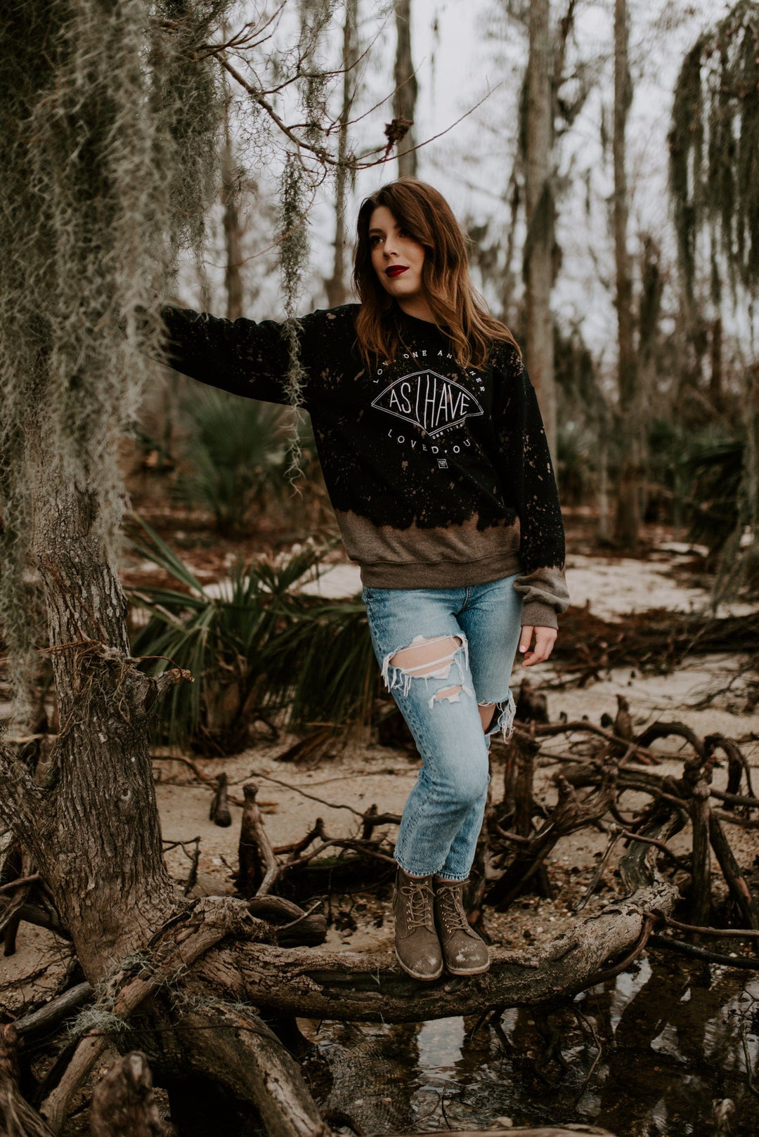 Love One Another Bleached Black Sweatshirt