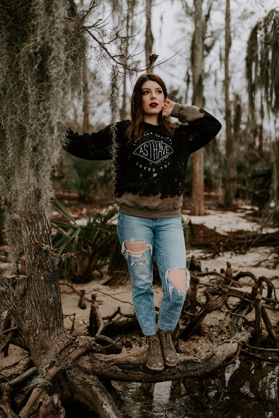 Love One Another Bleached Black Sweatshirt