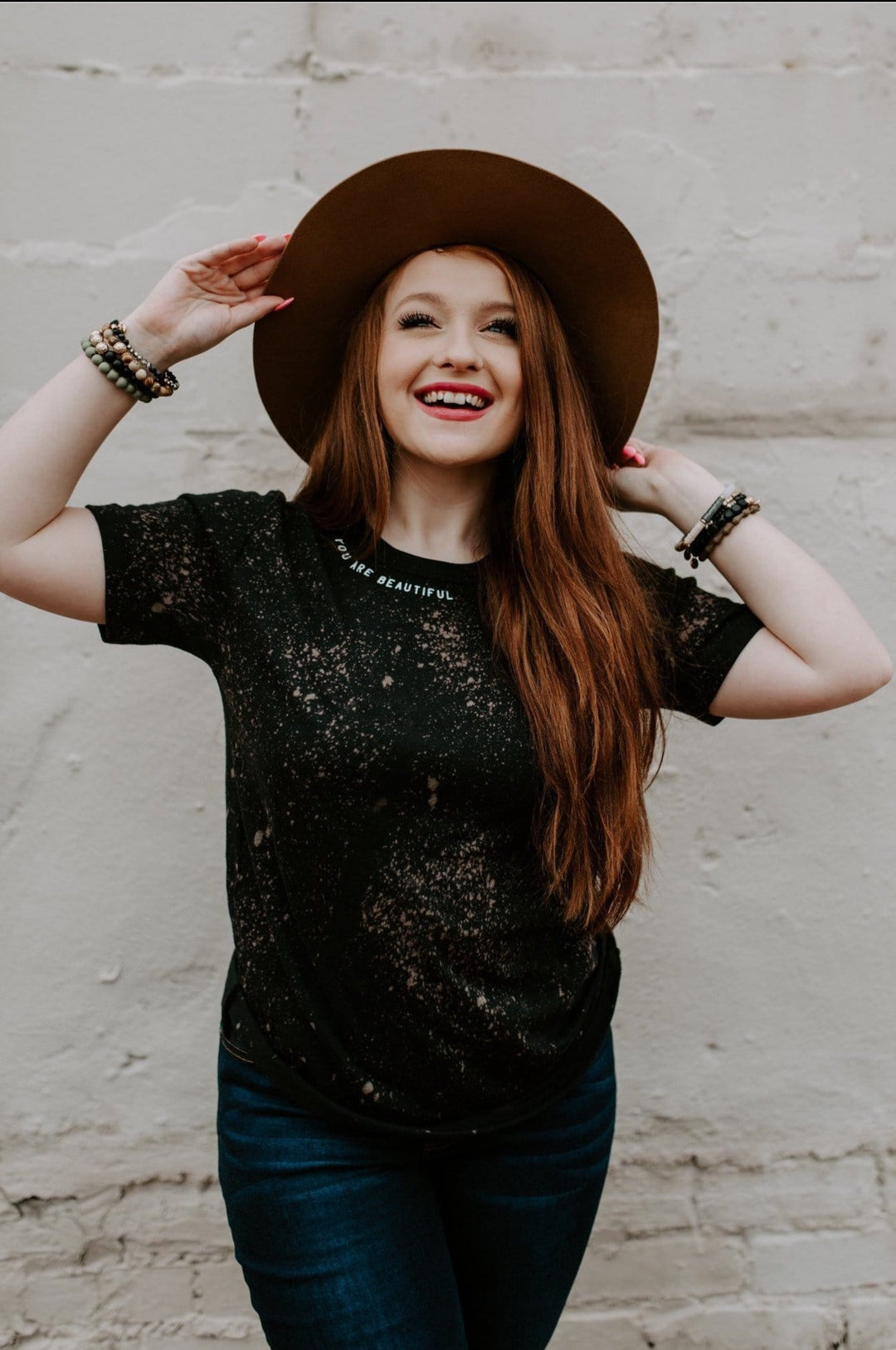 You are beautiful black bleached tee