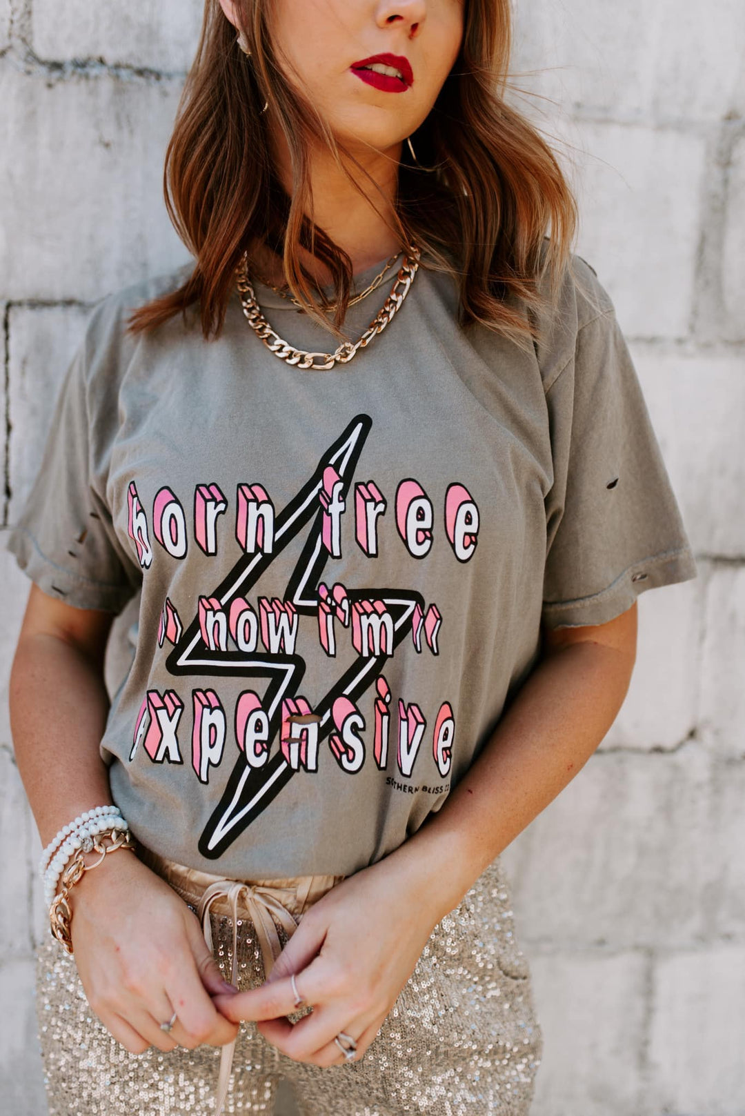 Now Im Expensive Distressed Cut Tee