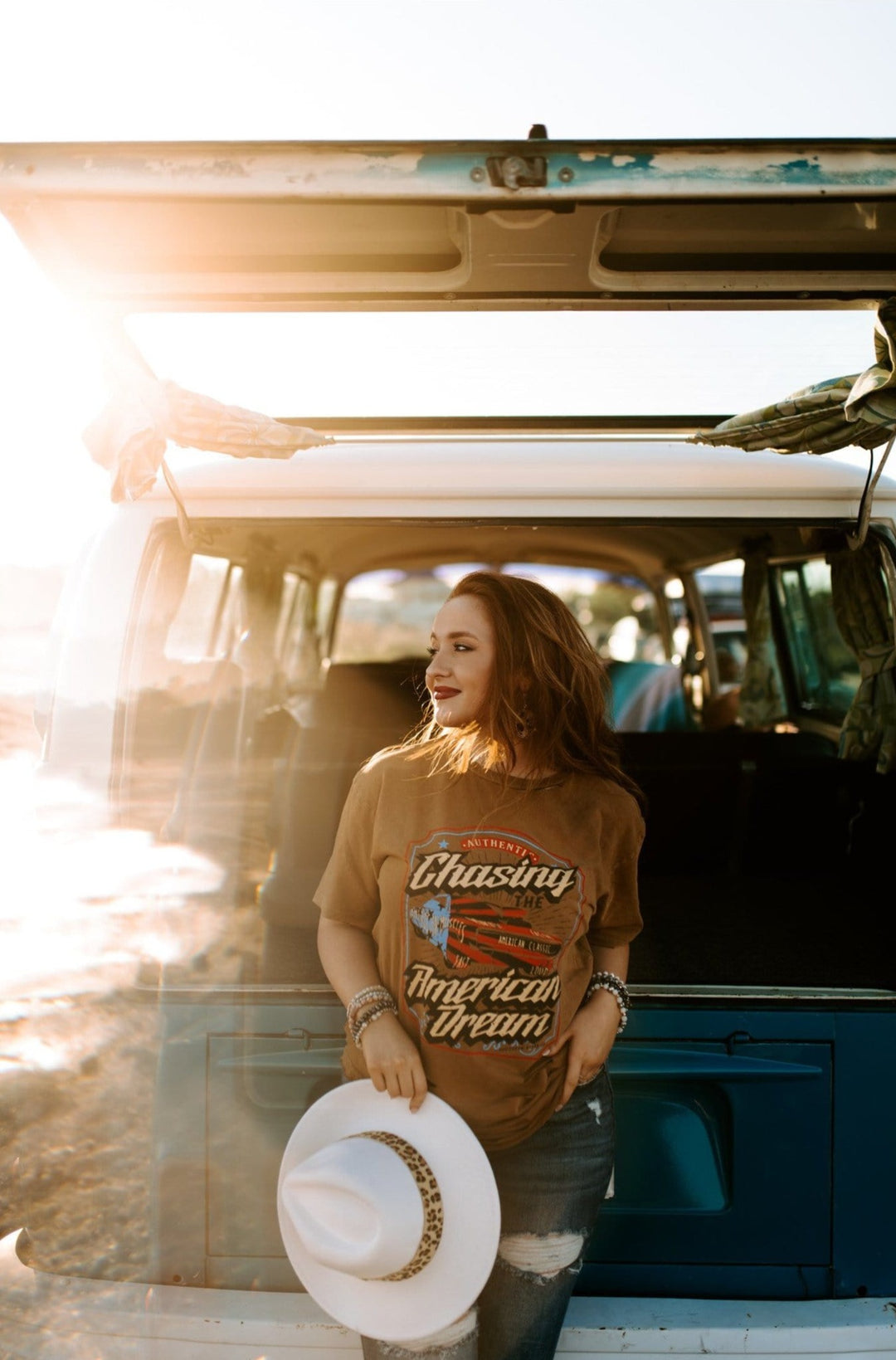 Chasing The American Dream Cut Distressed Tee