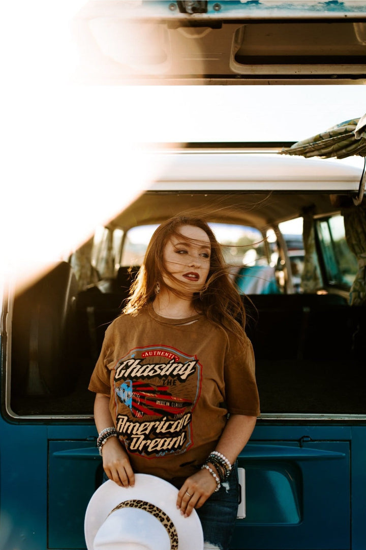 Chasing The American Dream Cut Distressed Tee