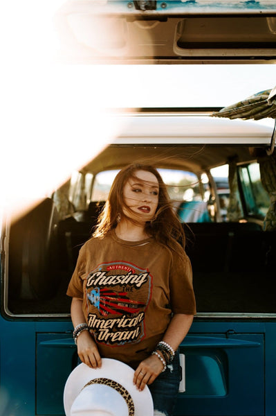 Chasing The American Dream Cut Distressed Tee