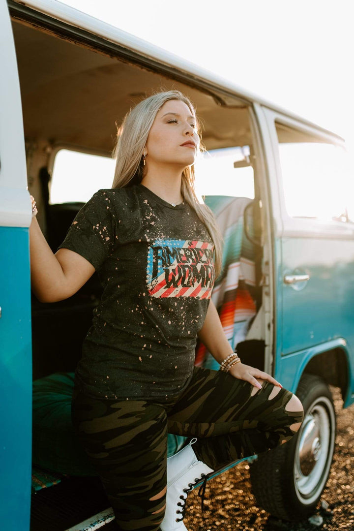 American Woman Star Bleached Tee