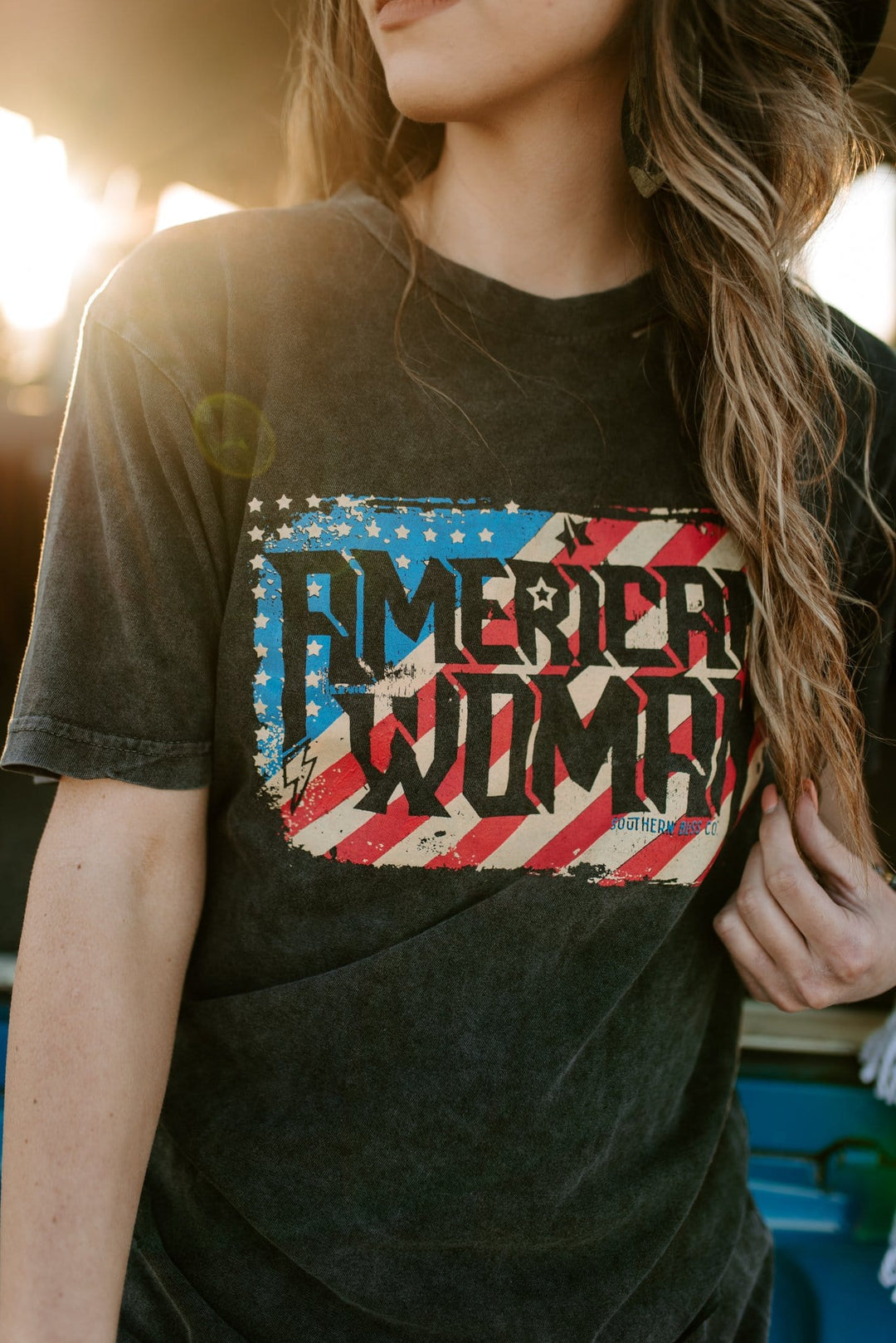 American Woman Distressed Vintage Wash Tee