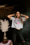 Bad & Boojee Gray Distressed Cropped Tee