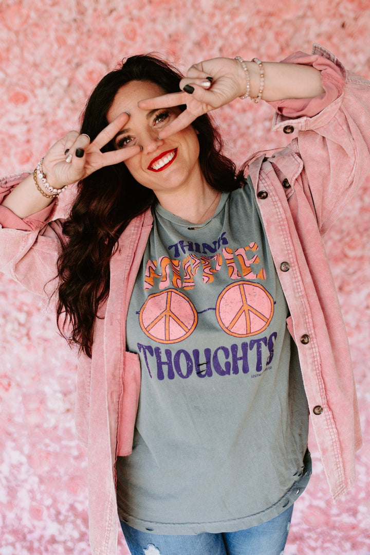 Hippie Thoughts Distressed Cut Tee