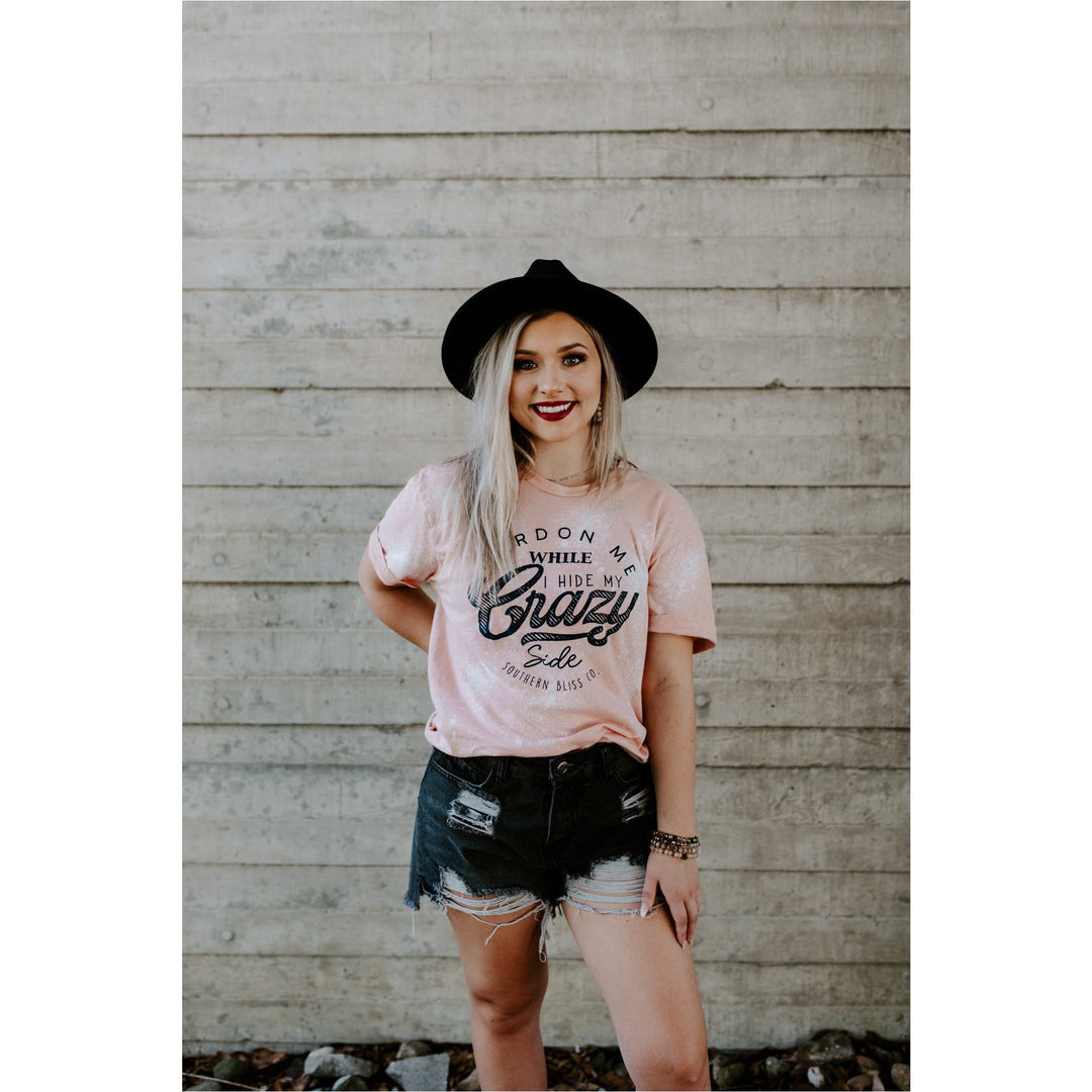 Crazy Side Peach Bleached Tee