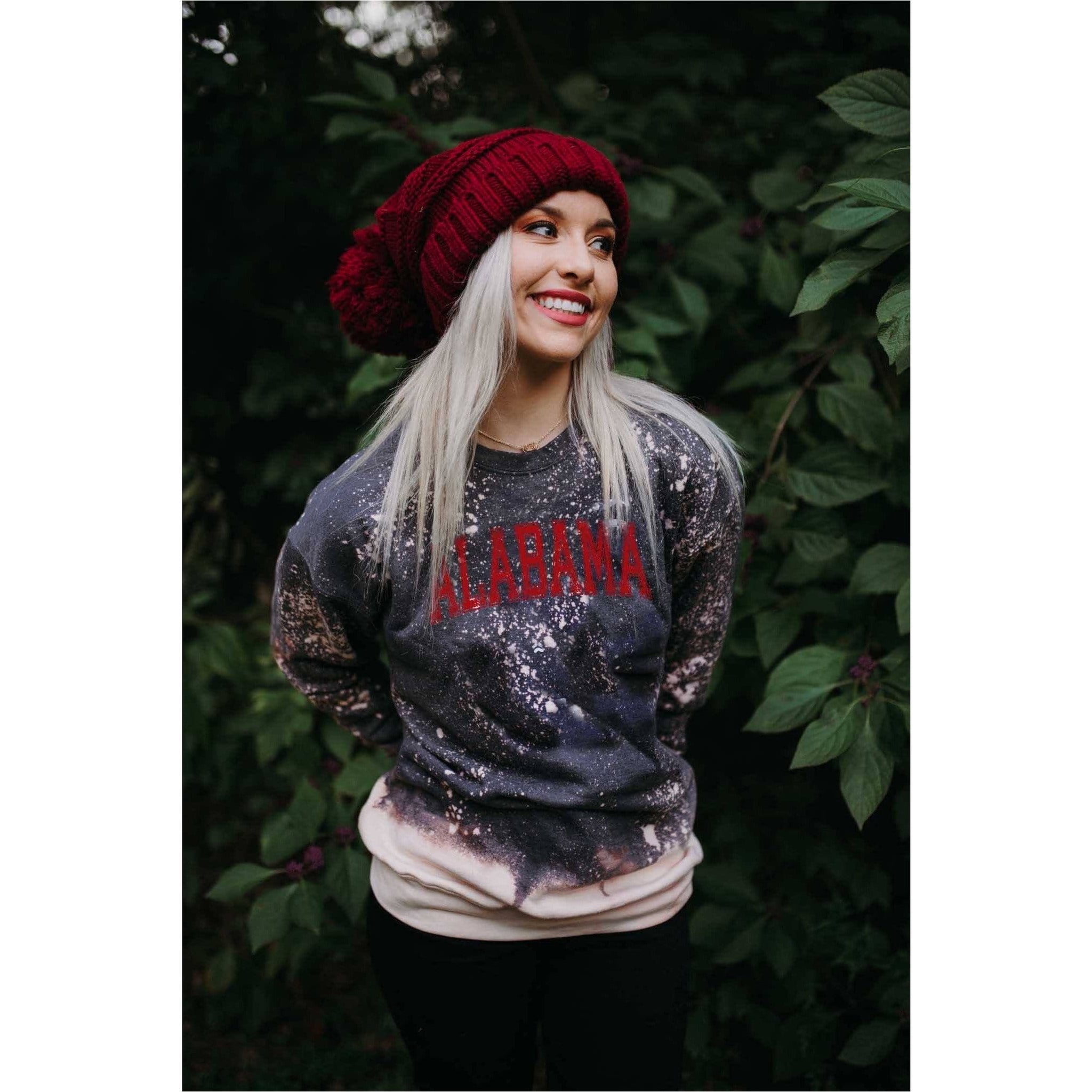 Alabama Charcoal Bleached Sweatshirt Crimson Print Southern