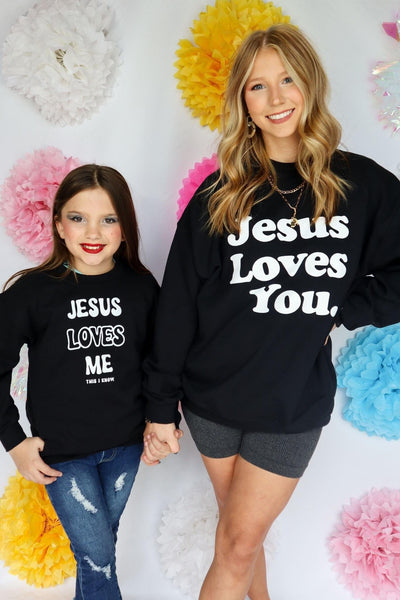 Youth Jesus Loves Me Black Sweatshirt