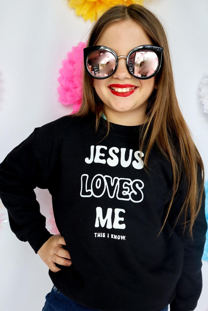 Youth Jesus Loves Me Black Sweatshirt