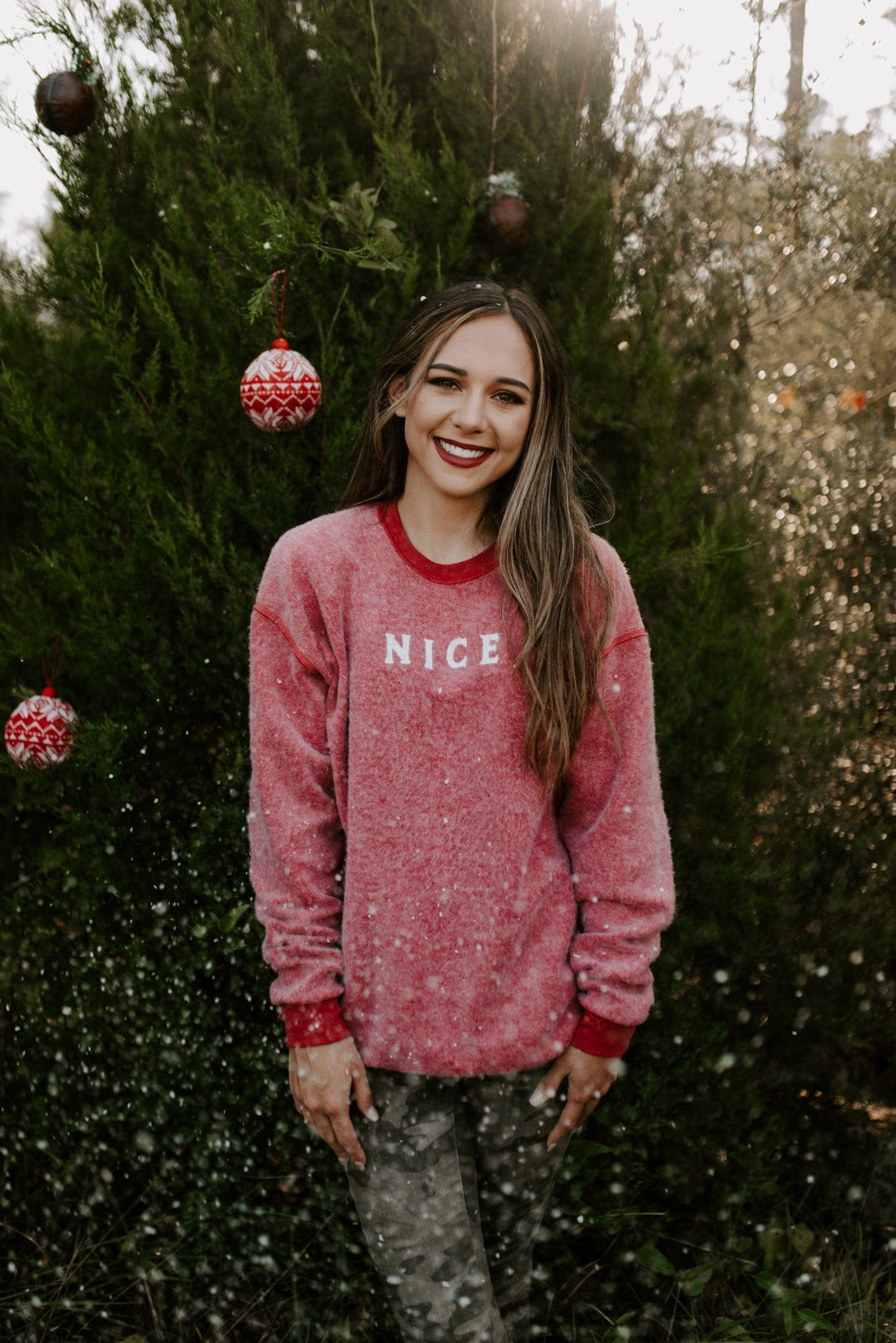 Naughty Nice Reversible Red Bomba Sweatshirt