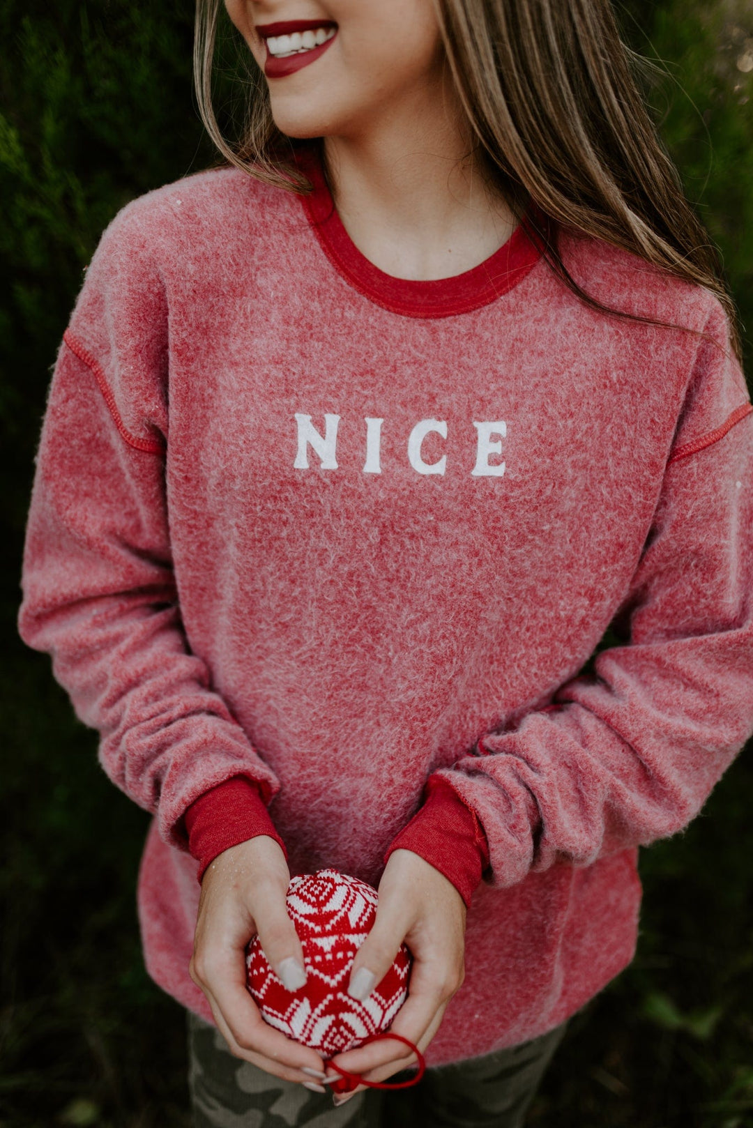 Naughty Nice Reversible Red Bomba Sweatshirt