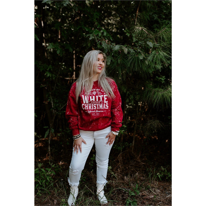 White Christmas Cherry Bleached Sweatshirt