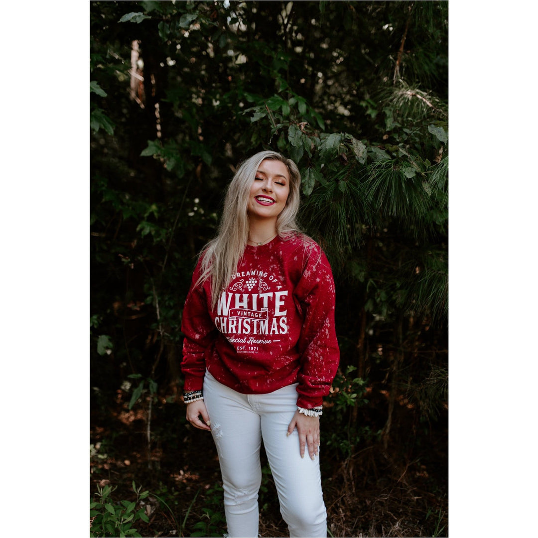 White Christmas Cherry Bleached Sweatshirt