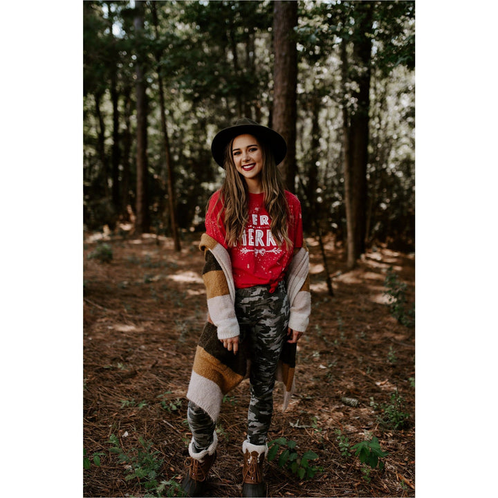 Very Merry Red Bleached Tee