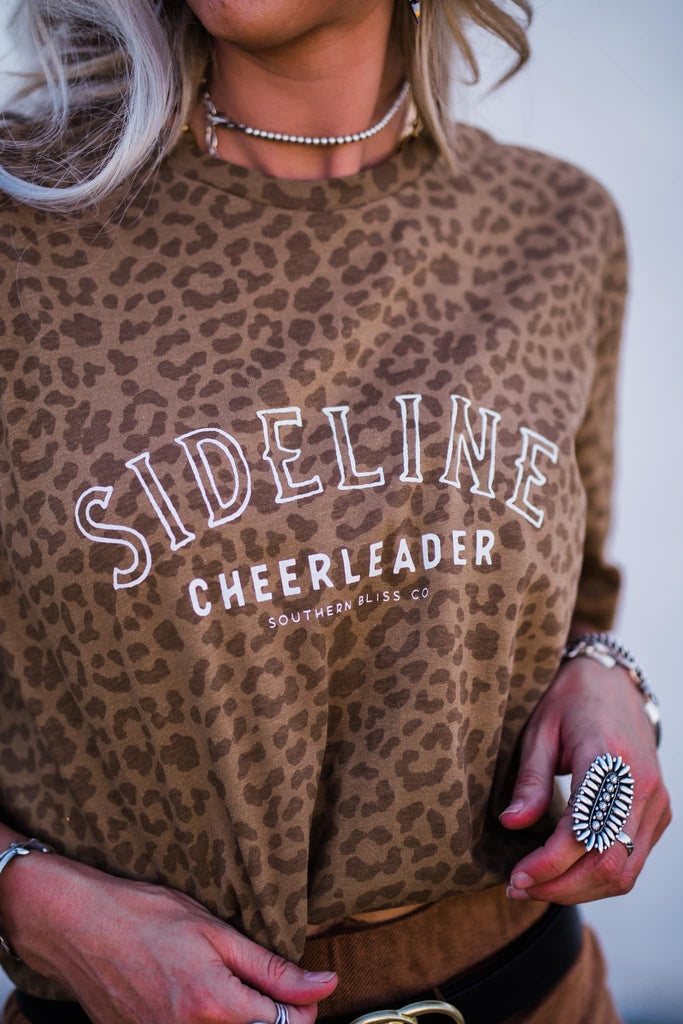 Sideline Cheerleader Brown Leopard Print Tee