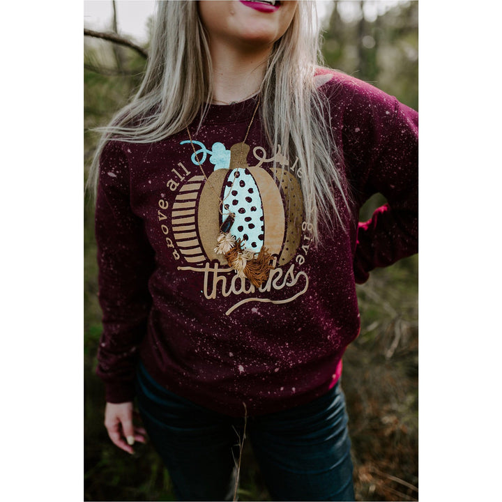 Give Thanks Pumpkin Bleached Sweatshirt