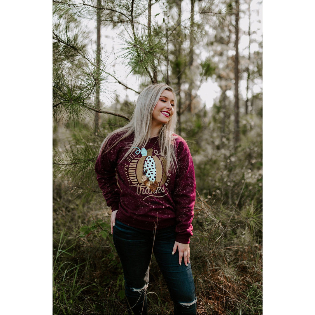 Give Thanks Pumpkin Bleached Sweatshirt