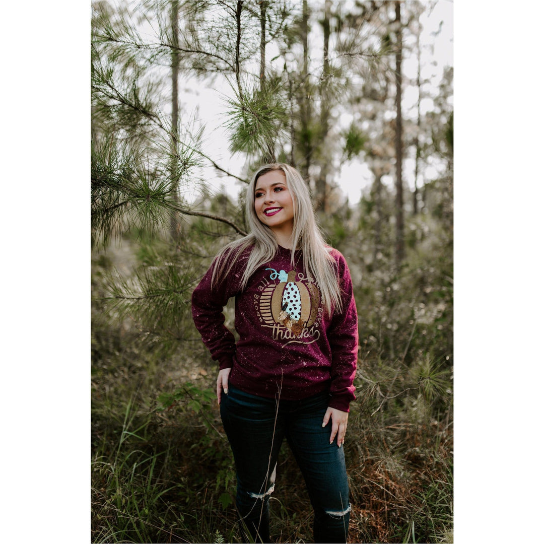 Give Thanks Pumpkin Bleached Sweatshirt