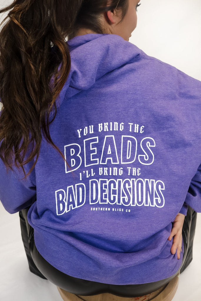 Beads and Bad Decisions Purple Solid Hoodie