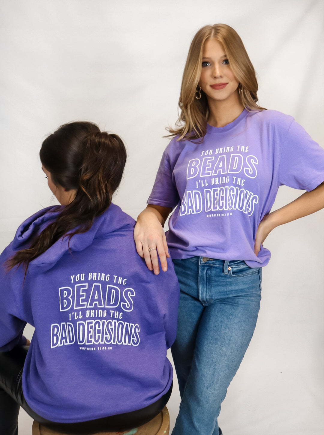 Beads and Bad Decisions Purple Solid Tee