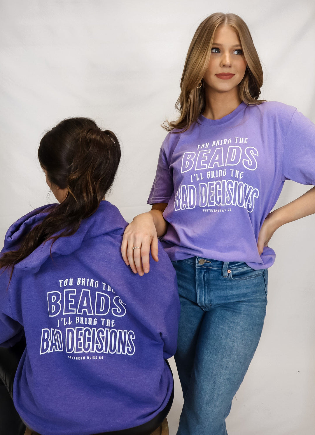 Beads and Bad Decisions Purple Solid Tee