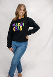 Mardi Gras Puff Black Sweatshirt