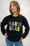 Mardi Gras Puff Black Sweatshirt