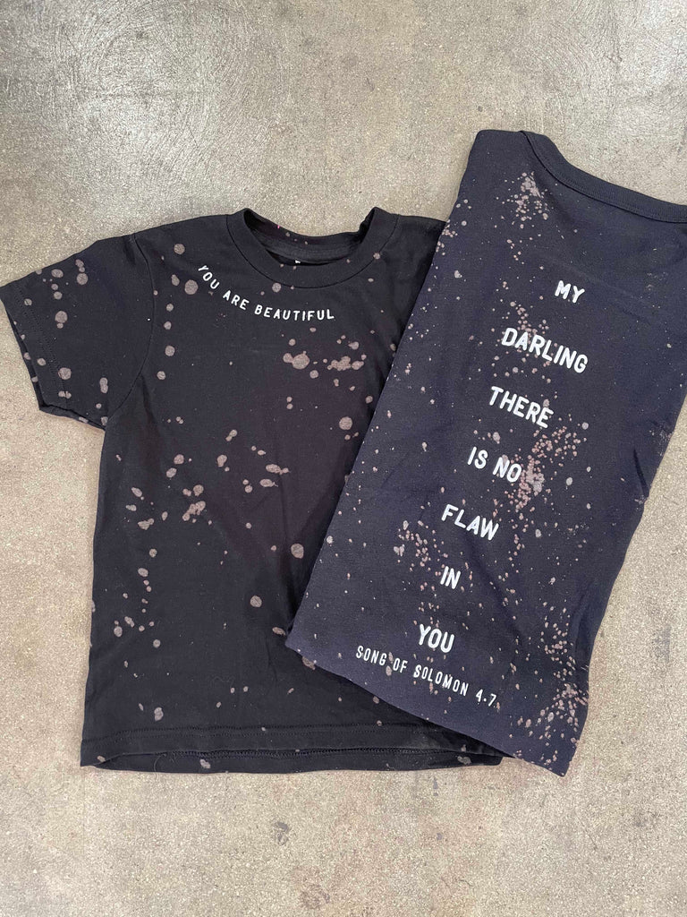 You Are Beautiful Black Bleached Youth Tee